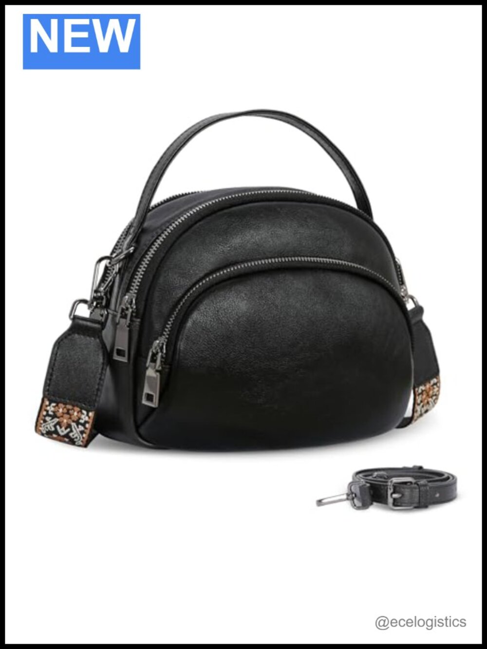 Genuine Leather Crossbody Bag for Women Small Shoulder Purse Multi-Pocket